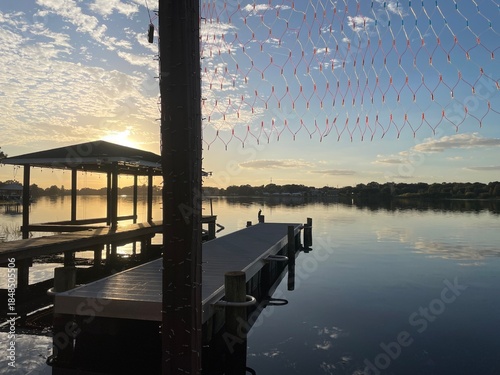 Lake Roy sun setting slightly cloudy