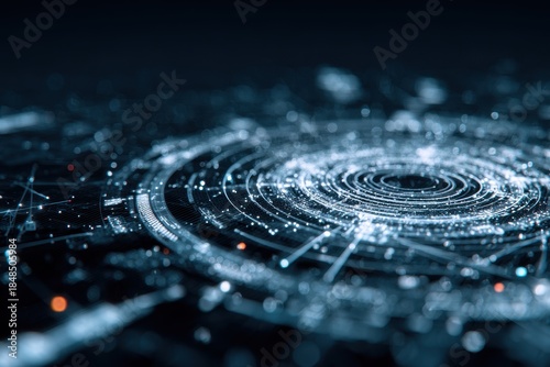 A futuristic data map showing information stabilizers inside software that apply permission protocols and policy layers ensuring secure login access