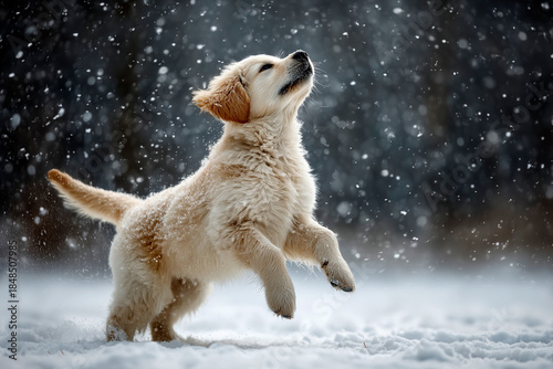 Happy dog ​​is running in the water