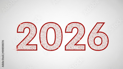 The year 2026 in bold red numbers representing the future and new beginnings isolated on a clean white background