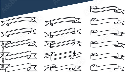 Vintage Hand-Drawn Ribbon Banners Mega Set - Vector