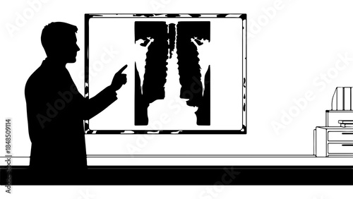 Doctor presenting spine x-ray during medical lecture