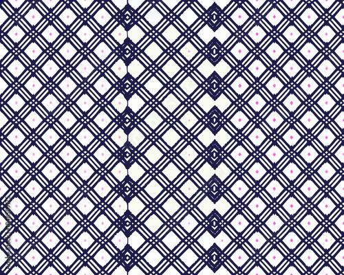 Intricate geometric pattern of dark blue and white diamond shapes