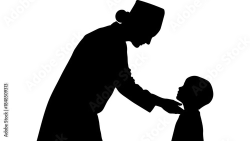 Father and son silhouette with transparent background