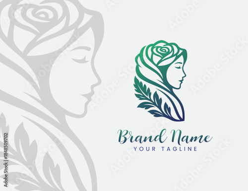 illustration design of a flower logo of a woman wearing a hijab