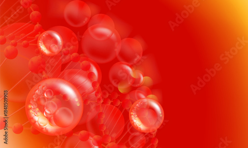 Hyaluronic acid and Niacinamide hair and skin solutions ad, red collagen serum drop with cosmetic advertising background ready to use, illustration vector.