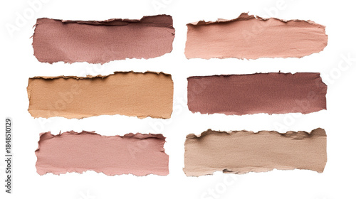 Brown and beige torn paper elements set
