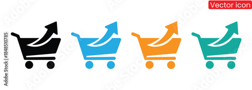 Shopping cart icons with arrows for business growth