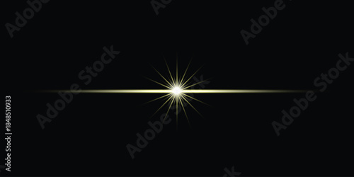 Radiant Light Burst Icon with Symmetrical Rays and Horizontal Flare Vector Illustration