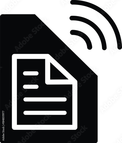 Wireless Document Sharing Icon, Connectivity, Digital File Transfer