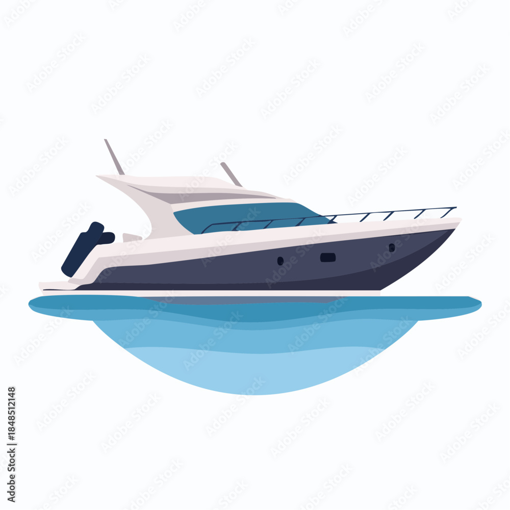 Naklejka premium Sleek Motor Yacht on Water Modern Design Luxury Vessel.