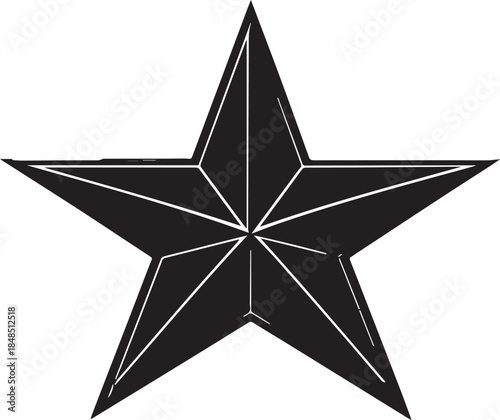 Black Five-Pointed Nautical Star Vector Icon