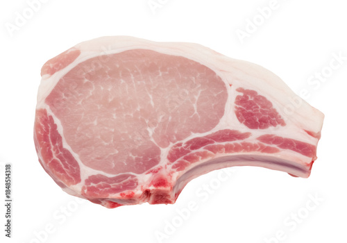 Tableau sur toile Fresh pork chop isolated PNG on transparent background, raw meat cut with bone f