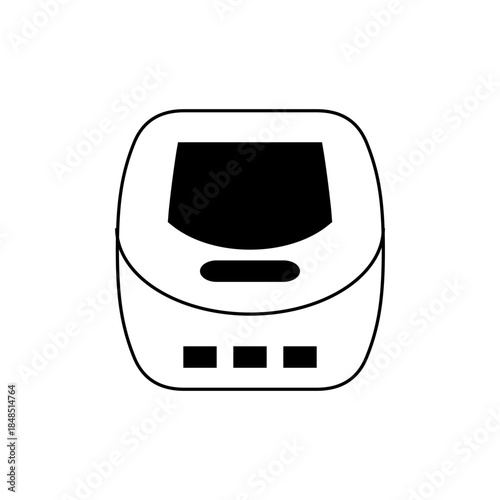 Retro Sega Genesis Console Icon, Black and White Video Game System Logo