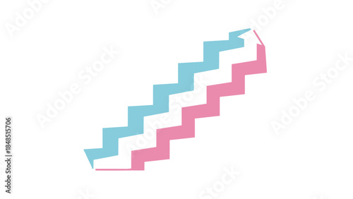 Colorful Abstract Staircase Design with Pink and Blue Hues in Minimalist Style