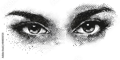 Stunning halftone eyes on transparent background for creative design projects