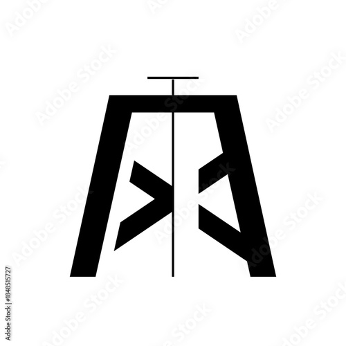 Minimalist Black and White Elevator Door Icon with Open Symbol