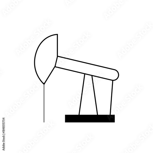 Oil Pump Jack Diagram, Black and White Industrial Equipment Illustration