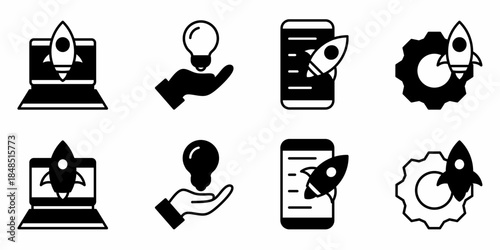 Startup icon on white background. Vector logo startup illustration.