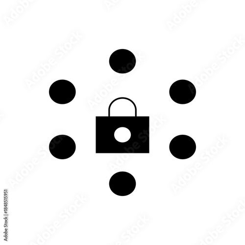 Minimalist Black Padlock Icon with Dots for Security and Privacy Concepts