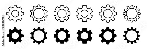 Gear icons in vector format featuring cogwheel mechanics