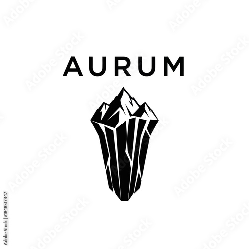Black Aurum Crystal Illustration Design Element.