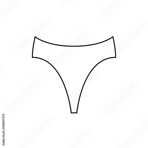 Minimalist Black High Waisted Bikini Bottom, Simple Swimwear Outline