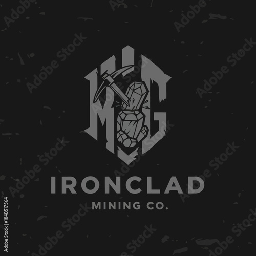 Ironclad Mining Company Logo Design Element.