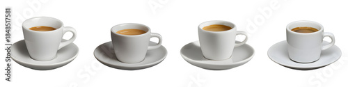 Wallpaper Mural Set of white espresso cups with saucers, isolated on transparent background Torontodigital.ca