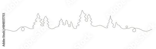 Single line drawing of trees in a forest ideal for nature themed designs