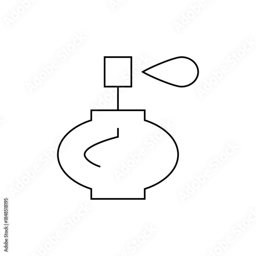 Minimalist Line Art Perfume Bottle with Atomizer and Droplet