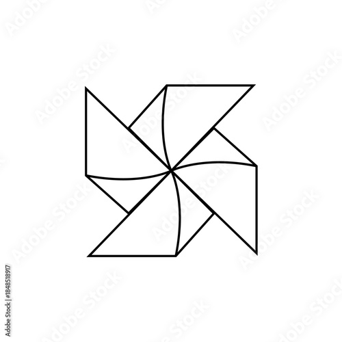 Black and White Pinwheel Design, Geometric Pattern, Minimalist Illustration