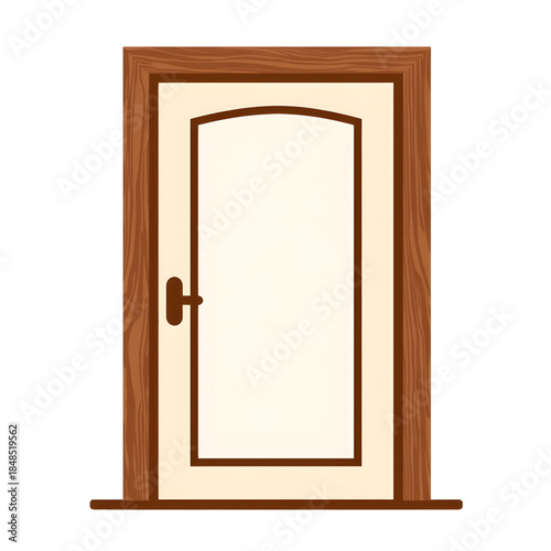 Stylish door silhouette with warm walnut outline, minimalistic decor