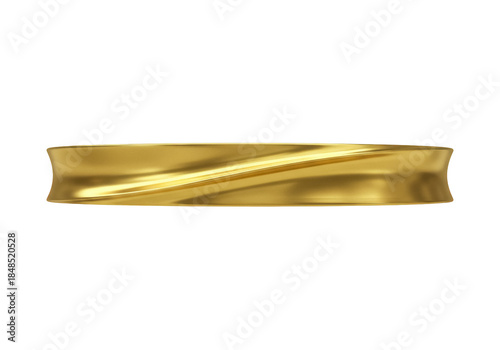 Elegant gold ring isolated PNG on transparent background, shiny golden band for jewelry design and wedding accessory use
