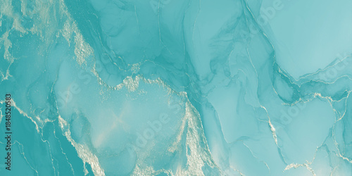 Turquoise marble texture and aqua tones accented by delicate gold veins with a premium marbled effect.