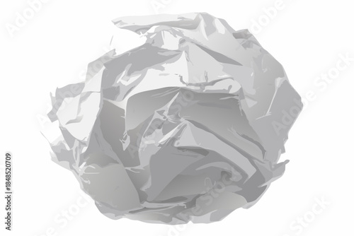 A crumpled ball of paper sketched in grayscale showing texture and form