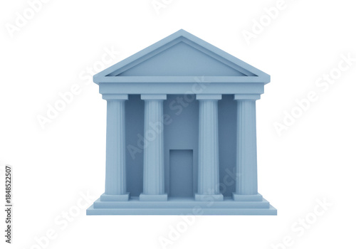 Light blue parthenon building isolated PNG, ancient Greek temple with columns on transparent background, classical architecture for design