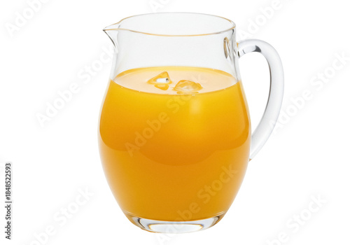 Cuadro en lienzo Refreshing orange juice in glass pitcher isolated PNG, healthy drink with ice cu
