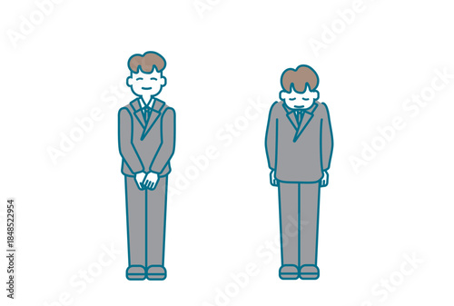 丁寧にお見送りをするビジネスマンのイラスト