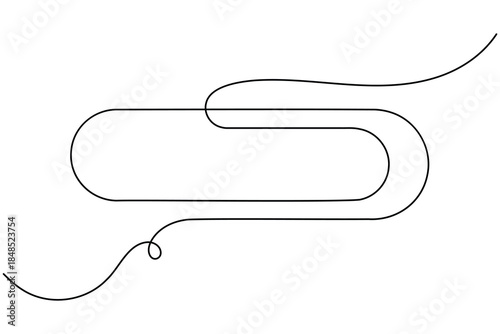 Paper push pin clip icon continuous one line drawing on white background minimalist single art office stationary outline vector illustration