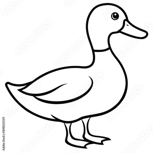 Cute Cartoon Duck Line Art for Coloring