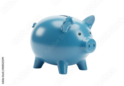 Photos Blue piggy bank isolated PNG on transparent background, savings and investment c