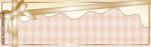 Luxury chocolate banner frame illustration with ribbon and melted chocolate for Valentine's Day or gift background