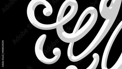 Abstract white swirls and curves against a stark black background design