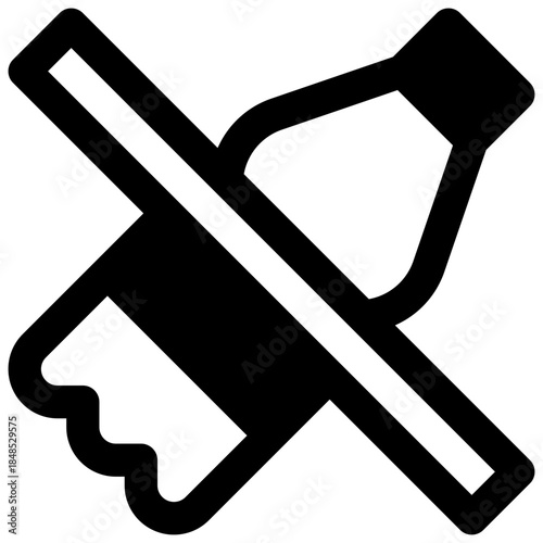 Use less plastic. Outlined stroke vector icon with black-filled details.