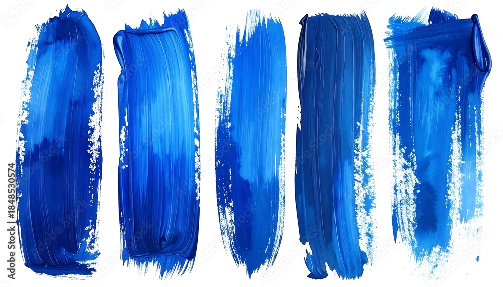 Naklejka premium Five vertical brushstrokes in shades of blue against white