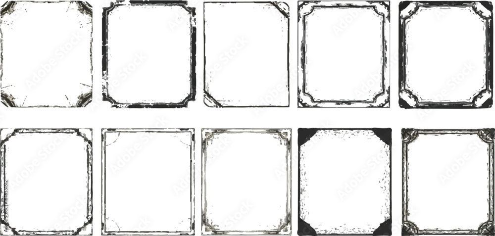 Fototapeta premium Decorative Grunge Ice Cube Alphabet Font Vector Illustration With Isolated Square Frames