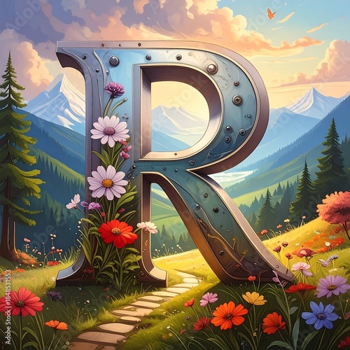 Large metallic letter 