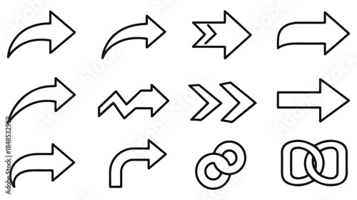 modern bold infographic arrows 10 outline vector icons for presentations