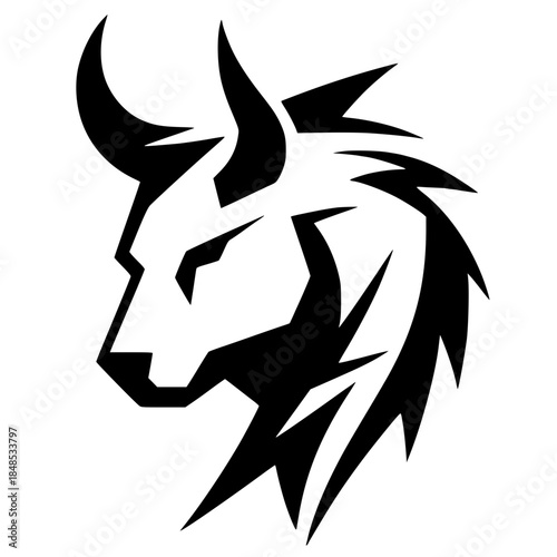 Lightning bull head silhouette vector design